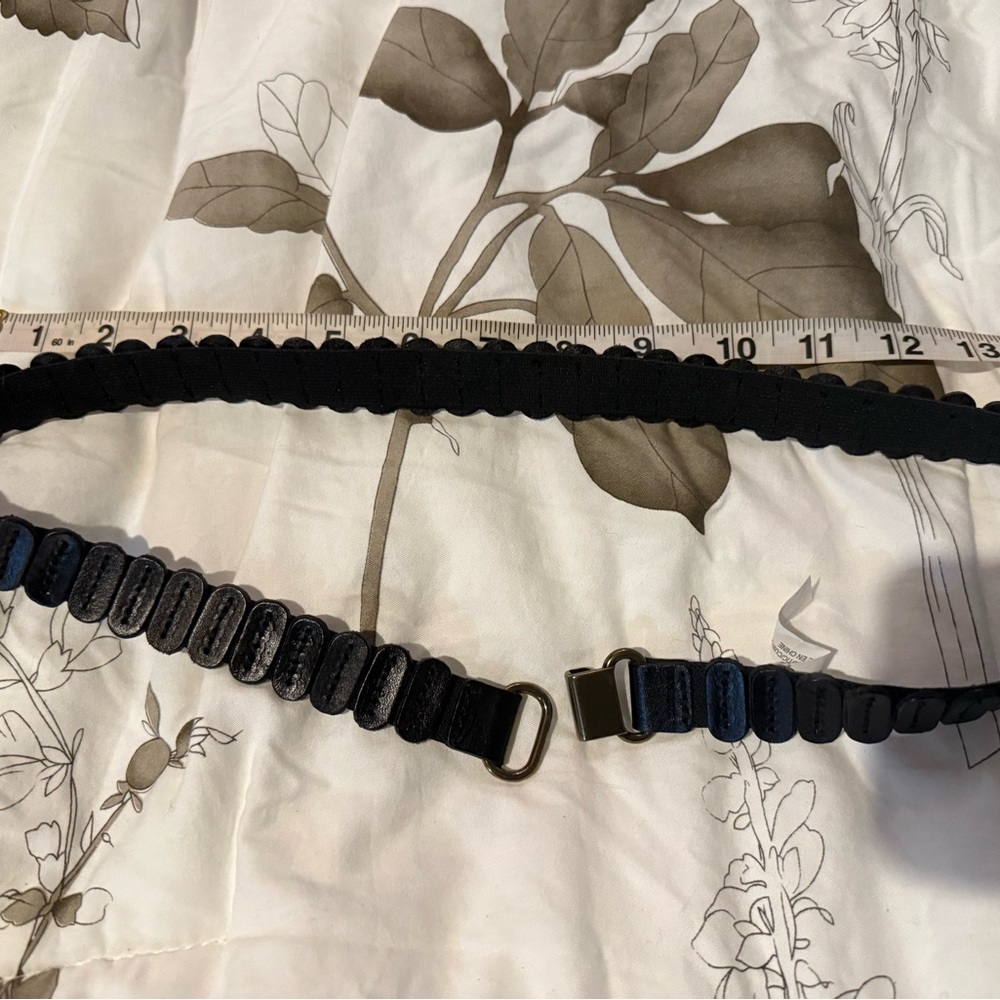 Anthropologie Black Leather Elastic Stretch Belt